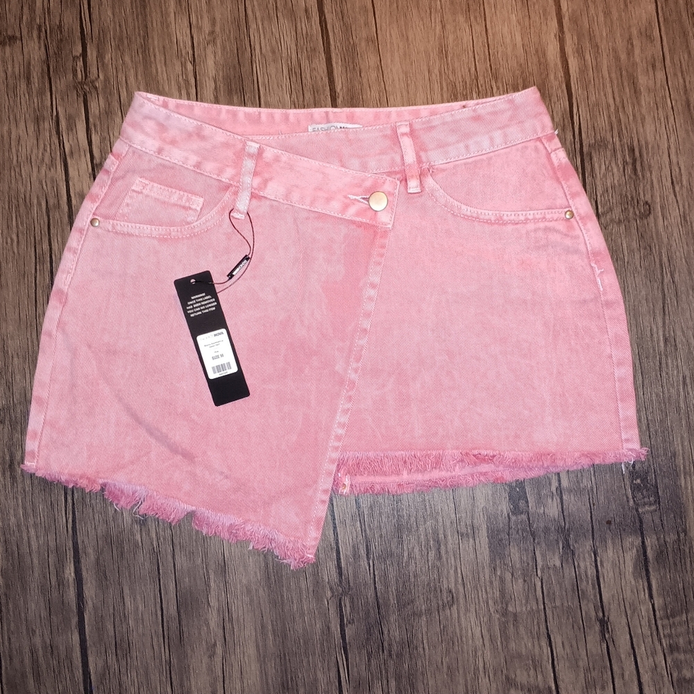 Fashion Nova Asymmetrical Jean Skirt Size M